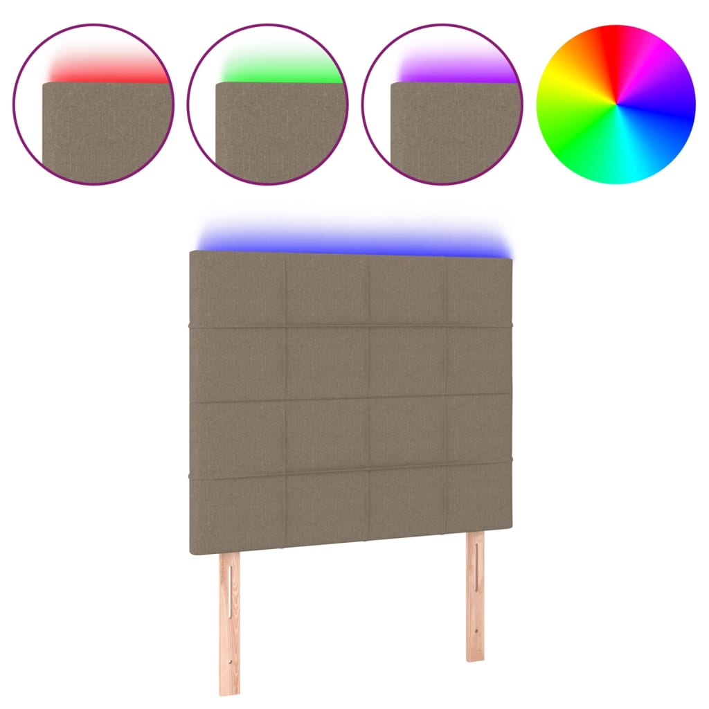 Vidaxl Zagłówek Do Łóżka Z Led, Taupe, 90X5X118/128 Cm, Tkanina