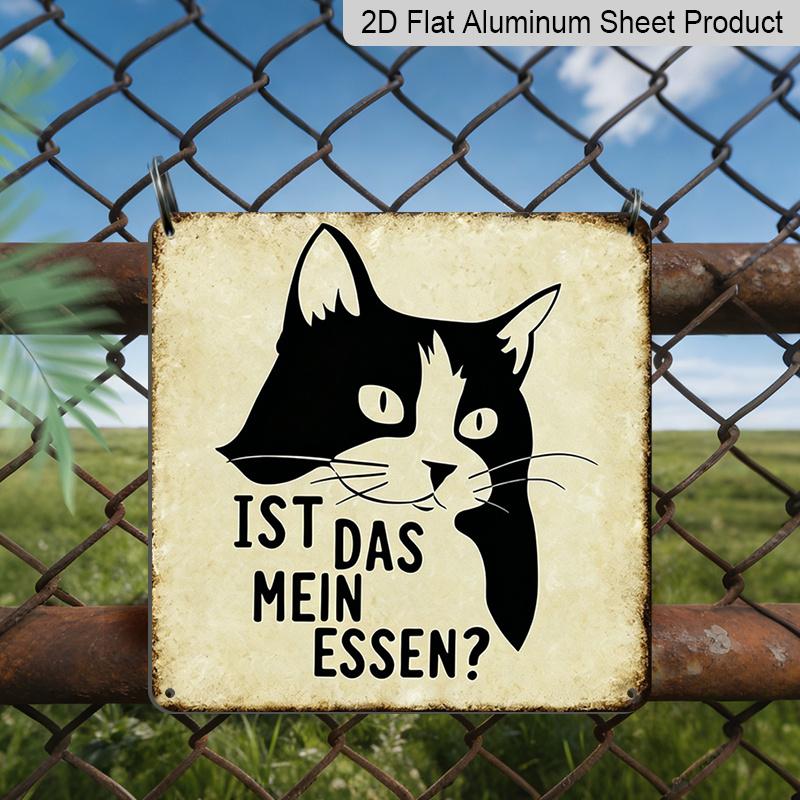 

2D Flat - 1pc Vintage Aluminium Metal Sign, Outdoor Decorative Wall Sign, Retro Tin Sign Style, Funny Cat, Is That My Food , Home Wall Decor Plaque 20*20cm