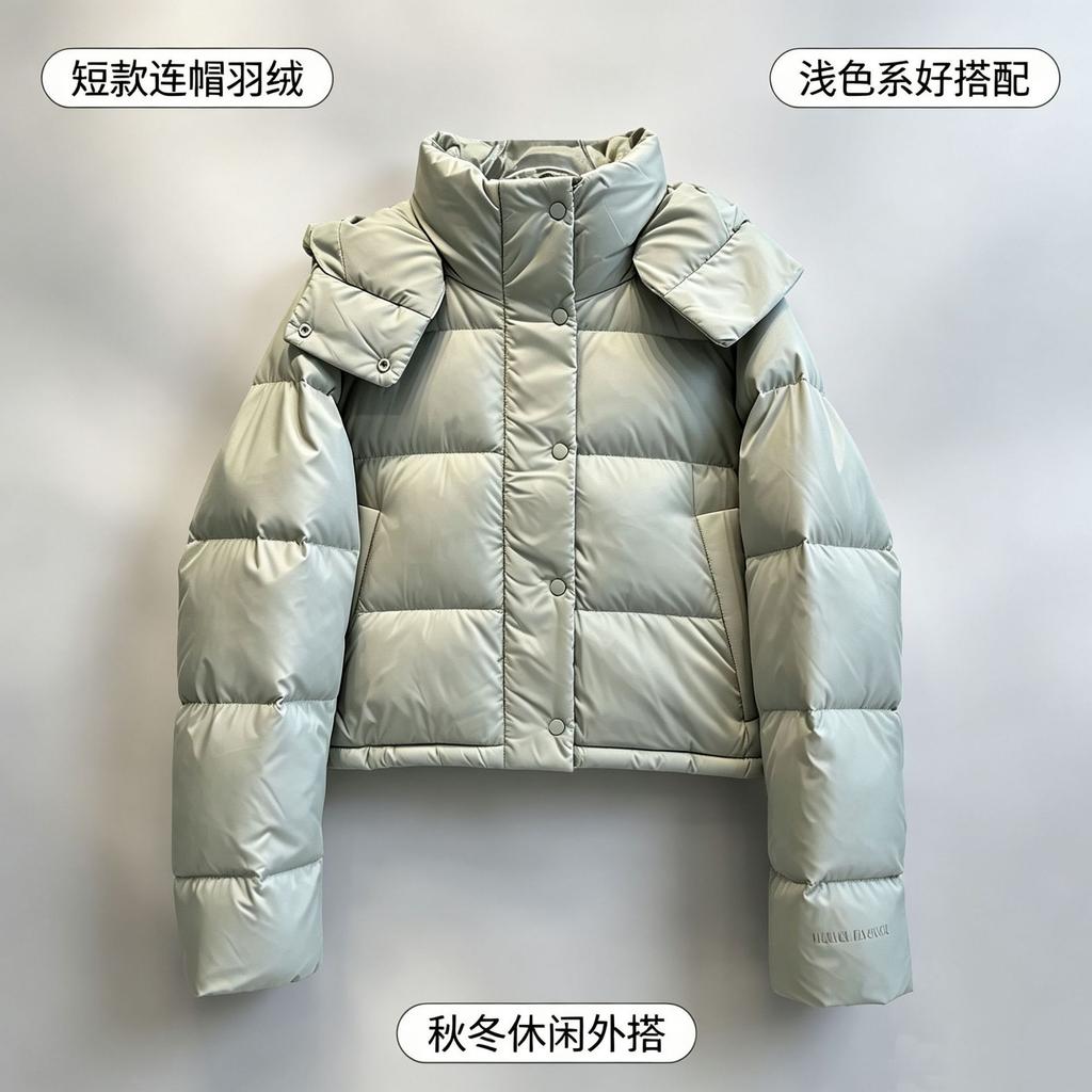 Winter new lulu four-grid puff down jacket women's short slim-fit thickened warm hooded bread jacket