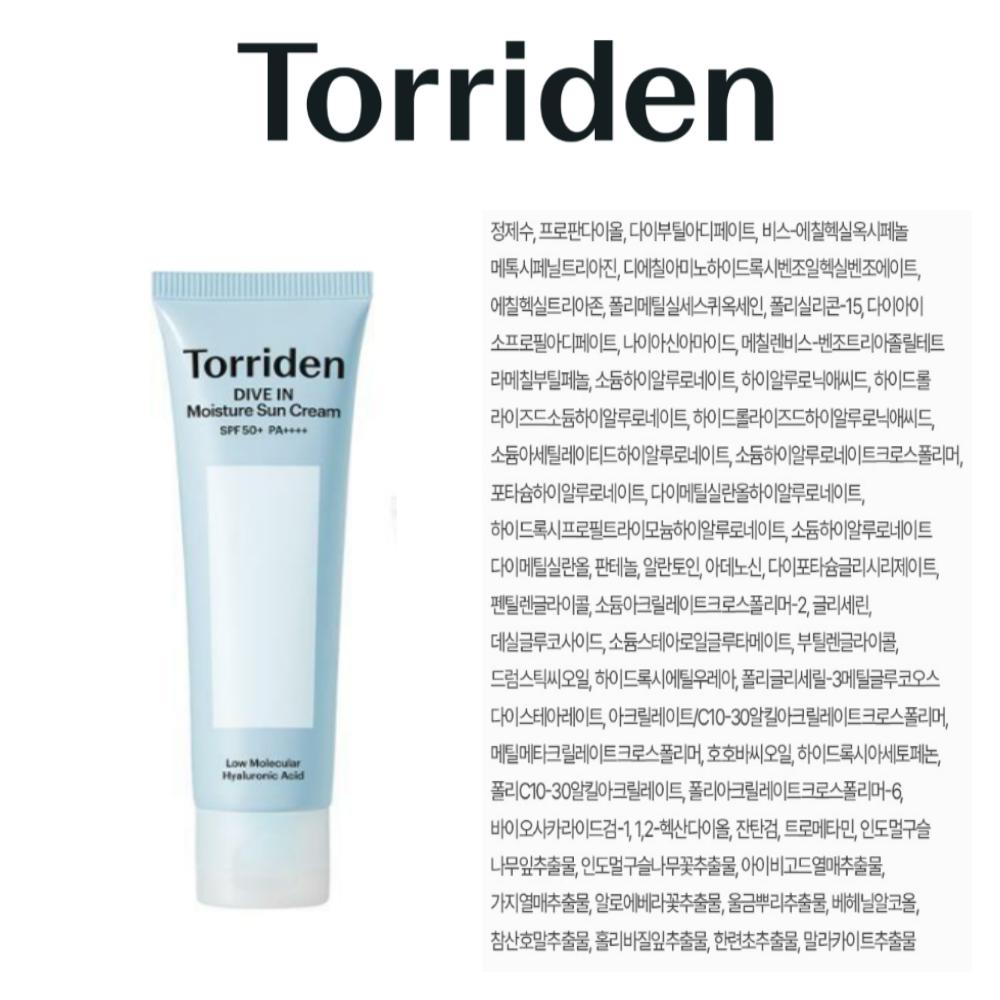TORRIDEN DIVE IN Feuchtigkeits-Sonnencreme | Feuchte koreanische Sonnenpflege / Für empfindliche Haut / Tägliches Sonnenprodukt | 24-Stunden-Sonnenschutz / Leicht absorbierend / Beruhigend