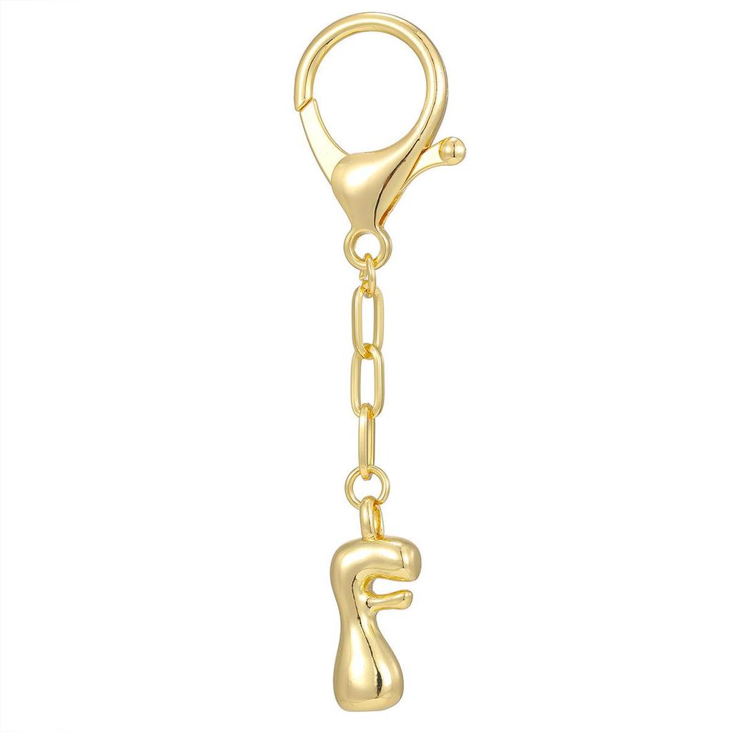 Portachiavi Ciondolo Lettere a Bolla Colore Oro 18K - Disponibili 26 Lettere Inglesi