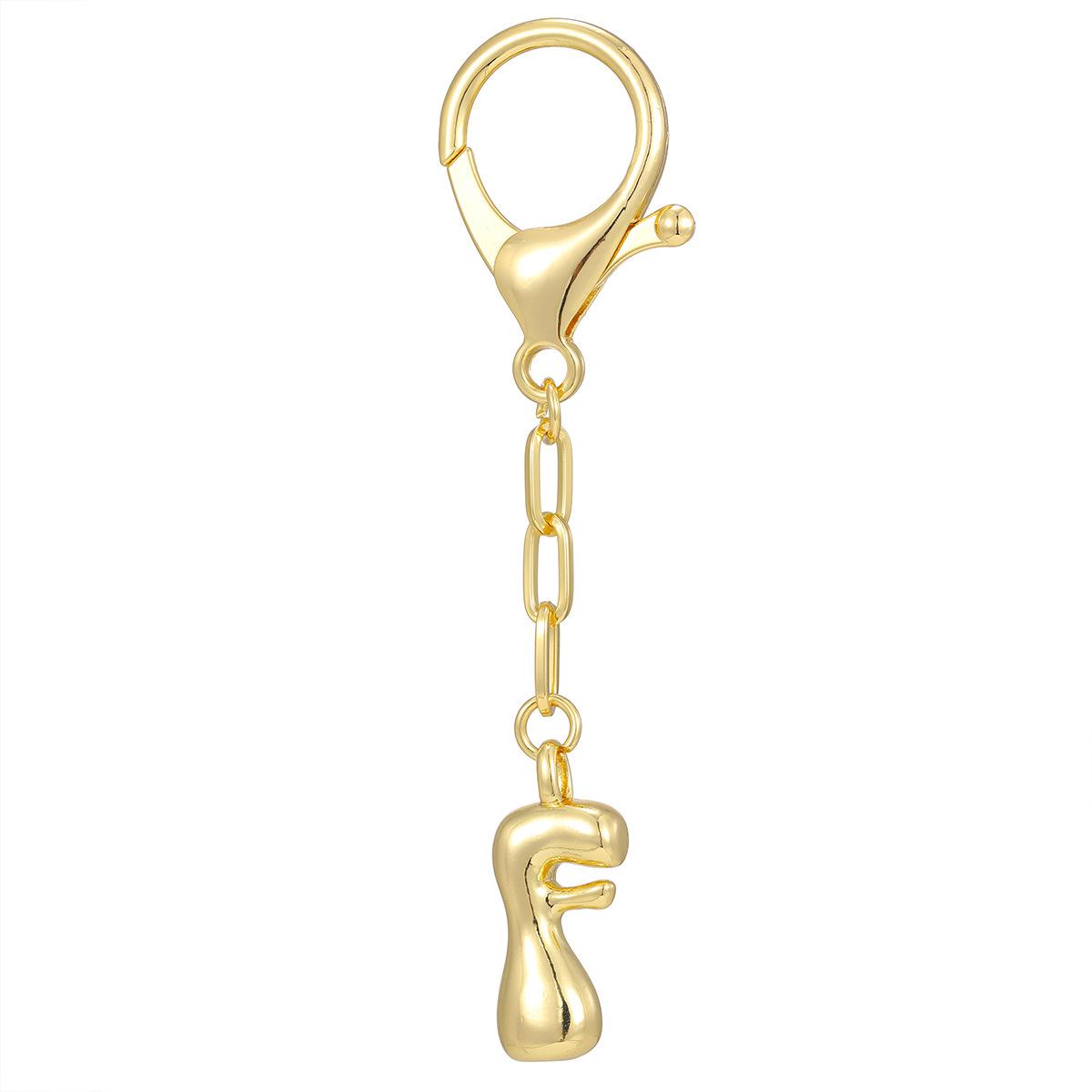 18K Gold Color-Preserving Bubble Letter Keychain Pendant - 26 English Letters Available