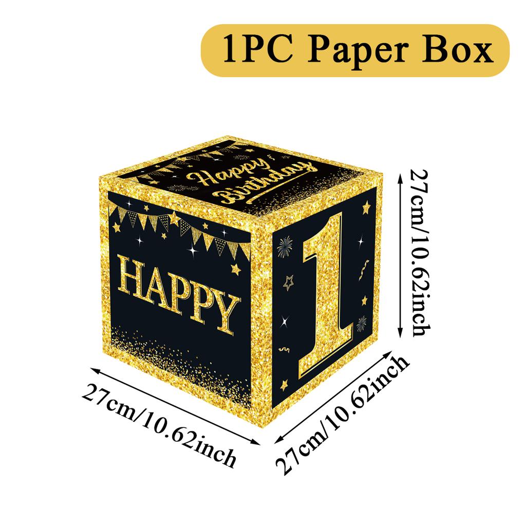 Black Gold Birthday Number Box Happy DIY 0-9 Birthday Party Decoration Kids Adults Birthday Party 18 30 40 50 Anniversary Decor