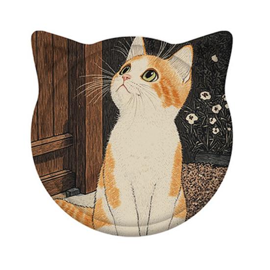 1/6Pcs Cartoon Cat Themed Ceramic Drink Coasters Water Absorbent Fantasy Atmosphere Coasters Home Kitchen Decor