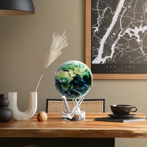 MOVA Globe L Outer Space Series 6-inch Earth Globe L with Base L No Power Needed! Automatic Rotating Globe Powered by Indoor or Natural Light L Office