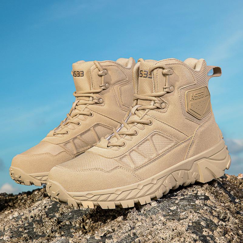 Мужские Ботинки Высококачественные Тренировочные Ботинки Пустынные Ботинки Уличные Удобные Ботинки для Пешего Туризма Пустынные Ботинки Ботинки на Лодыжке Мужские Рабочие Защитные Ботинки 47 песочный