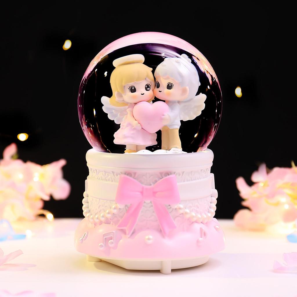 Iridescent Castle Snowfall Crystal Ball Music Box for Kids - Dreamy Fairy Tale Carriage.