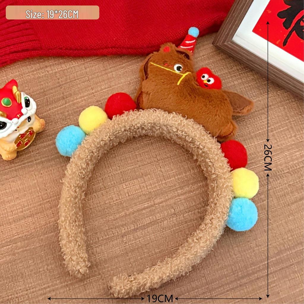 Bonita diadema de antena de peluche con forma de palito de Niuniu: accesorio divertido para el cabello para fiestas y maquillaje.