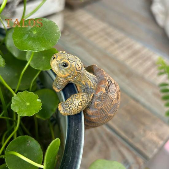Figurine Tortue Suspendue Pour Pots De Fleurs - Décoration Jardin En Résine 9,5x6cm - Mignonne Et Amusante Pour Terrasse, Balcon