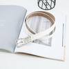 Metal Polished Buckle Womens Belt In Solid Color Versatile Paired With Jeans