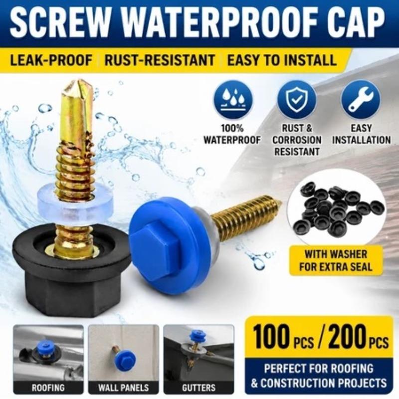 Hex Drilling Screw Cap 100/200Pcs Low Temp Resistant Covers Fit 5.2mm Self-Drilling Tail Screws Cold Area Construction