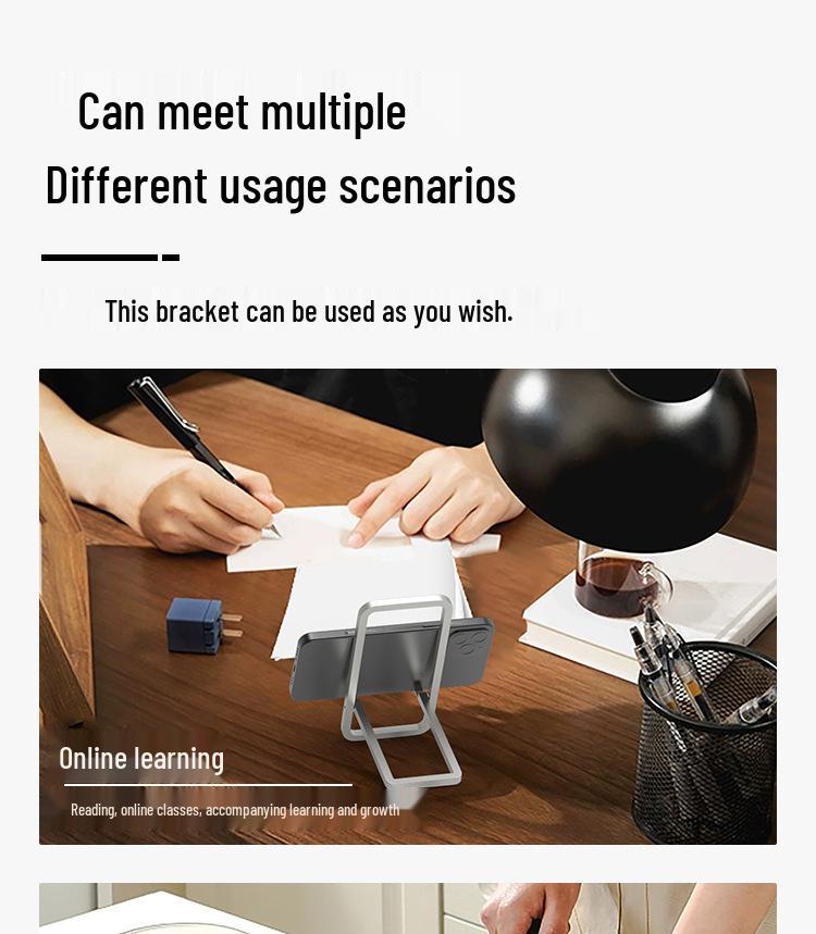 All-Aluminum Foldable Mobile Phone Holder for Desktop Streaming & Viewing