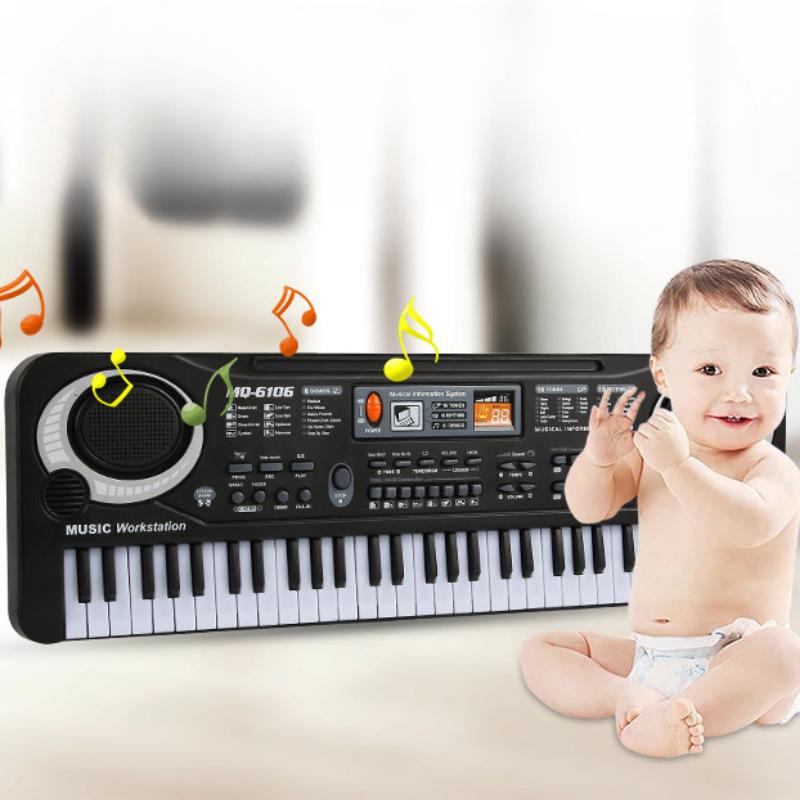 1 szt. Dziecięcy organ elektroniczny, Instrument muzyczny 61-klawiszowy Wielofunkcyjny z mikrofonem, Zabawki edukacyjne, Prezenty, Pianino z zasilaczem