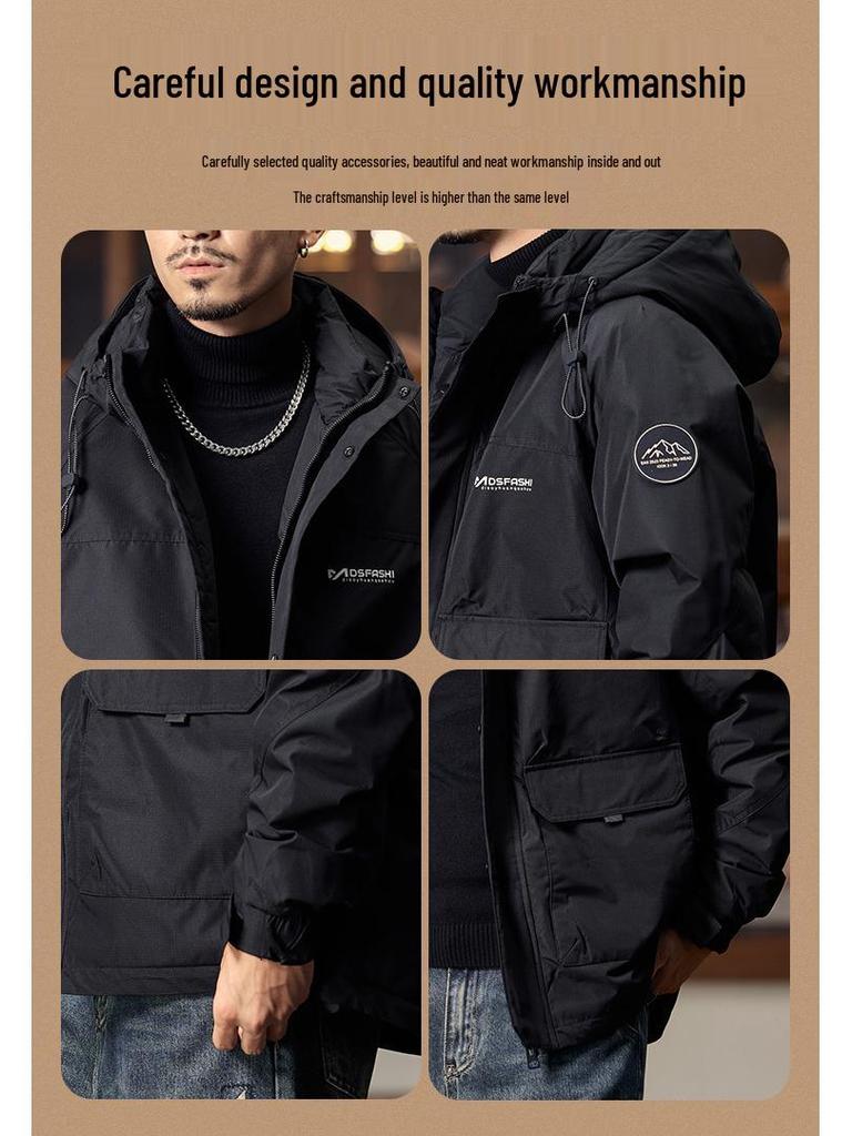 2025 Herren American Retro Hoher Loft Winter Daunenjacke - Trendig, Warm, Winddicht Arbeitskleidung