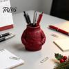 Organized Desk Accessories for Home 3D Printed Sweater Pen Holder, Creative Organizer with Elk Snowflake Relief Makeup Brush Storage Container Office
