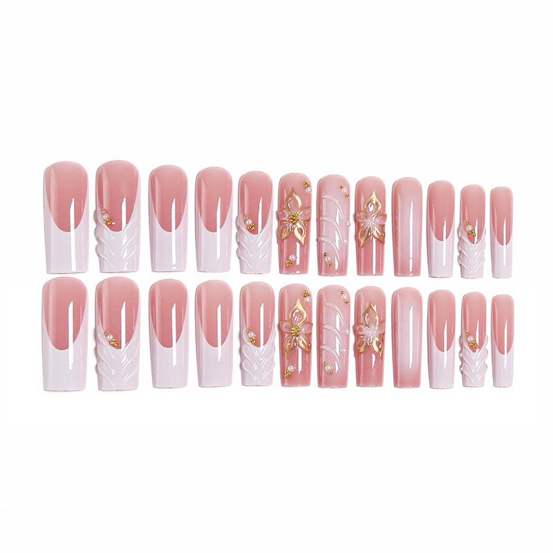 French 3D Flower Water Drop Fake Nail Tips