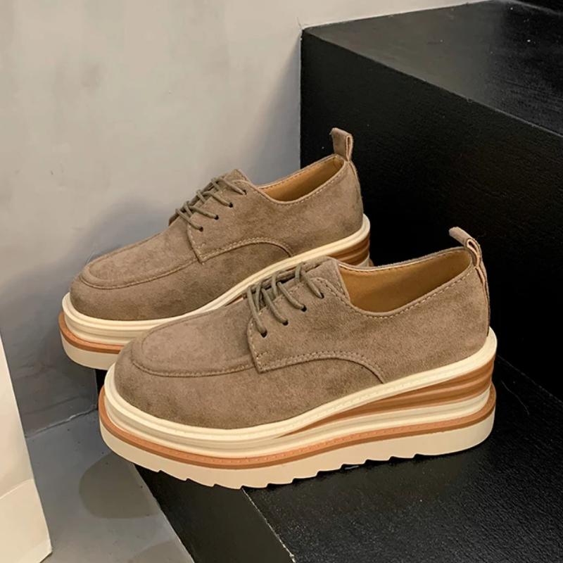 Platform Shoes Lace Up Comfort Wedges Shoes for Women Casual Med High Heels Outdoor Solid Color Women Shoes Zapatos De Mujer