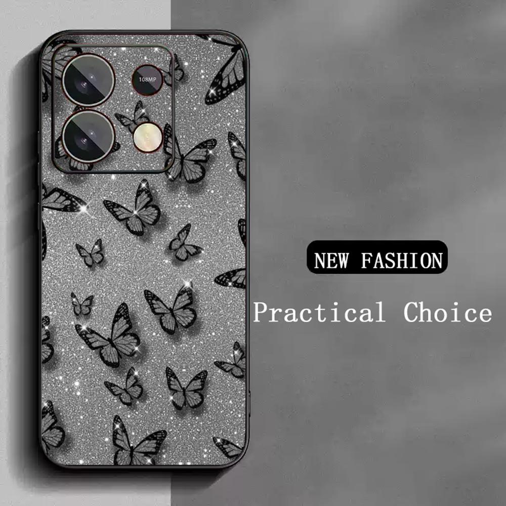Fashion personal Butterfly pattern design Phone Case For Redmi Note 14 13 12 11 Pro Plus S 5G 14C A3 Soft Black Phone Cover