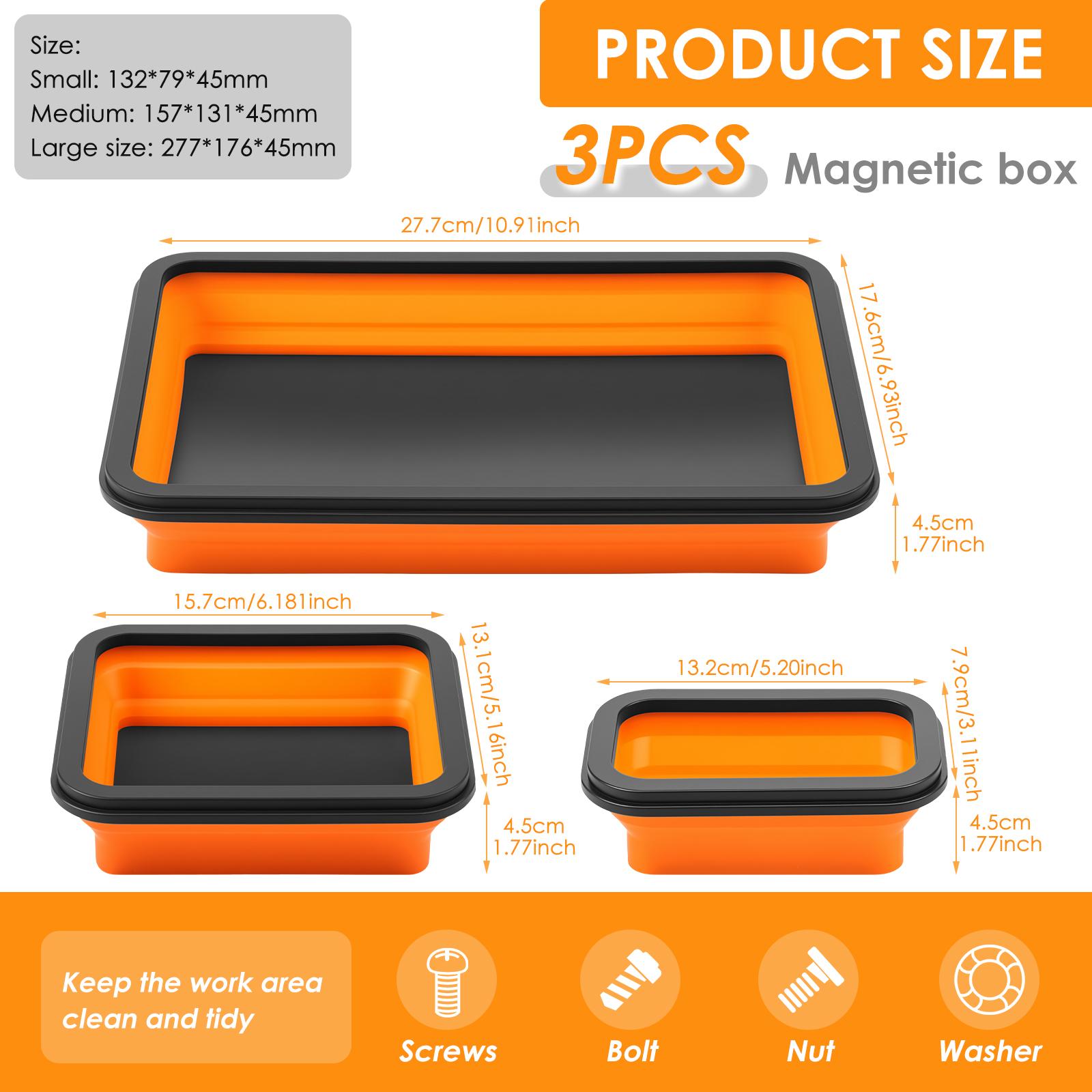 

Складной магнитный набор лотков для деталей 3 разных размеров Инструментальные силиконовые лотки для винтов, болтов, гаек, шайб, штифтов и других деталей