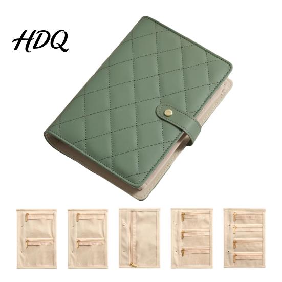 Jewelry Storage Book Set PU Leather Travel Organizer with 5 Removable Protective зелёный