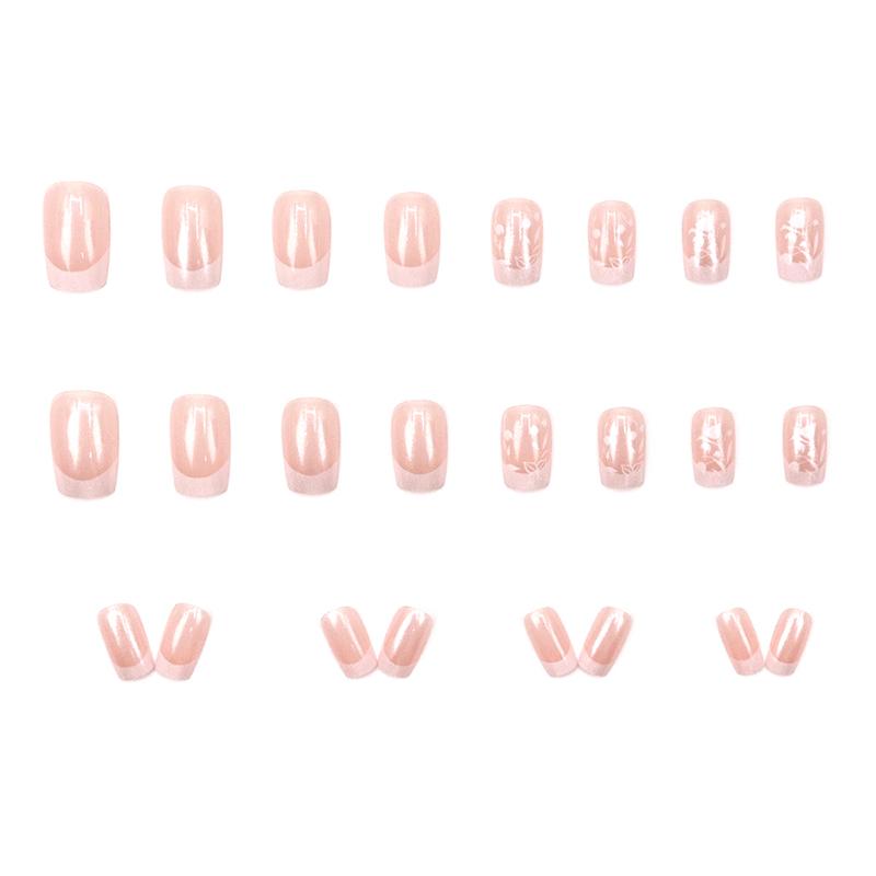 24Pcs Lilac Glitter Short Square False Nails W Jelly Adhesive Detachable Fake Fingernails Full Cover Artificial Press On Nails