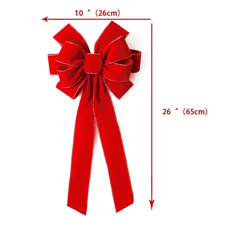 

Large Red Christmas Tree Topper Bow with Glitter Gold Edge, Outdoor Christmas Bows for Home & Front Door Xmas Decor