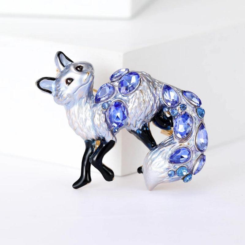 Rhinestone Fox Brooch Lightweight Enamel Craft Sparkling Accessory for Date Nights Office Attire Decor