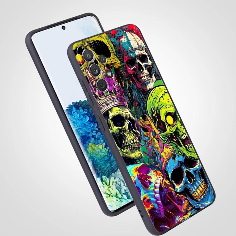 Skeleton Skull Phone Case for Samsung Galaxy A55 A35 A17 A07 A15 A13 A25 A51 A71 A72 A73 A32 A52 A52S A41 5G Soft TPU Shell Bags