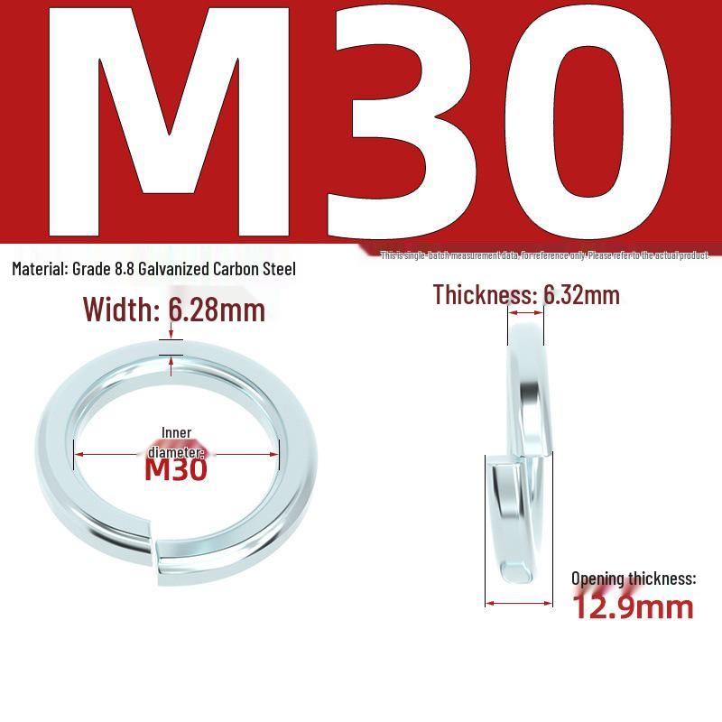 Grade 8.8 Galvanized Open Coil Spring Washer, M3-M30mm