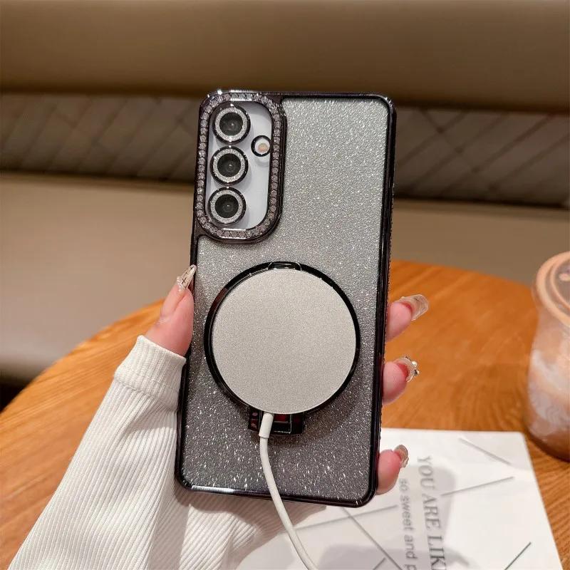 Luxury Magnetic Stand Shockproof Case For Samsung Galaxy A36 A56 A55 A35 A54 A34 A26 A25 A16 A15 A06 5G Glitter Diamond Cover