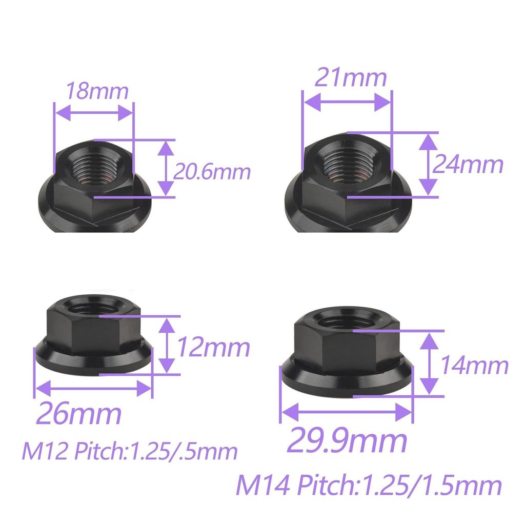 SenyEr Titanium Nuts M5/M6/M8/M10/M12/M14/M16 Flange Nuts Bolt Caps for Motorcycles Bicycles Bikes (Black, M5)