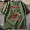 Retro Cherries TShirt Women Unisex Cherry TShirts Cotton Y2k Style T Shirt Summer Short Sleeve Round Neck Tees Unisexs Clothing