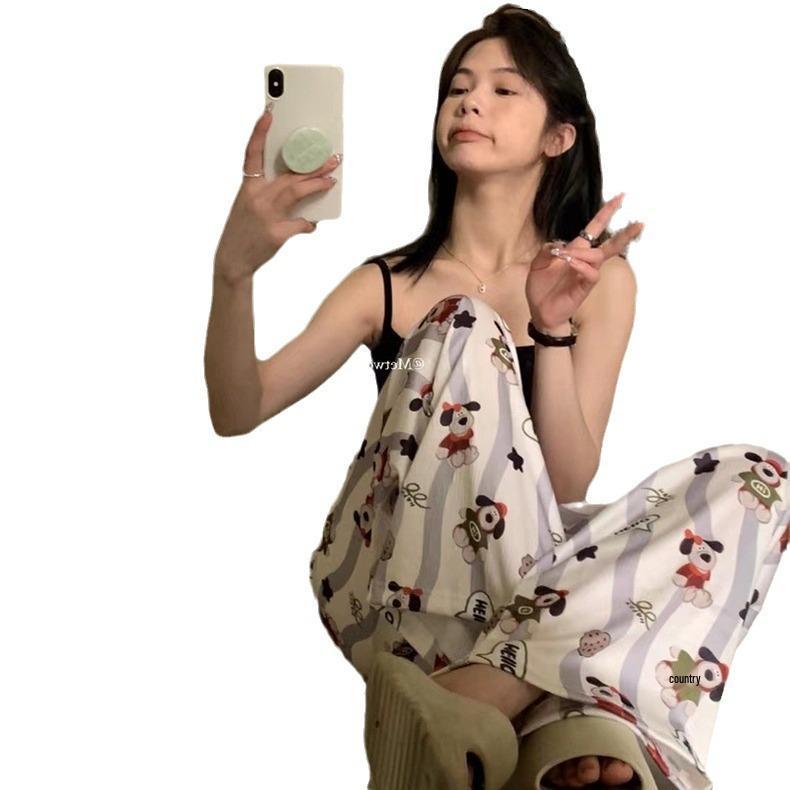 Stroll Pants - Women's Cartoon Bear Pajama Pants, Loose Fit for Spring & Summer, Perfect for Indoors or Out.