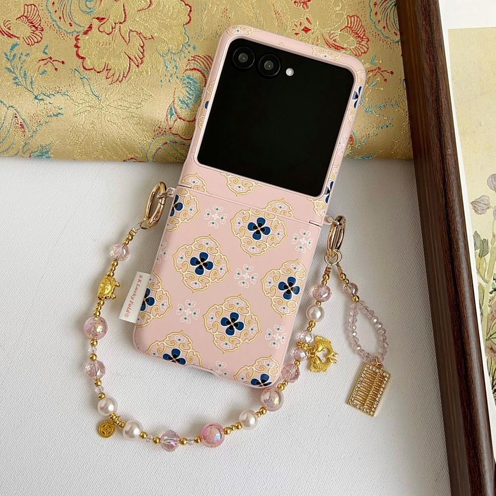 Chinesischer Stil Handyhülle Für Motorola MotoRazr 50 60 Armband PC Harte Schale Schutz-Handgelenkschlaufe Stoßfeste Rückseite