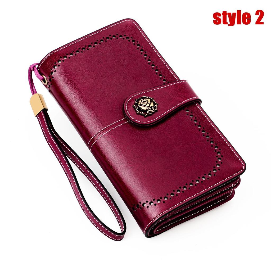 Vintage RFID Retro Genuine Leather Women's Long Clutch Wallet