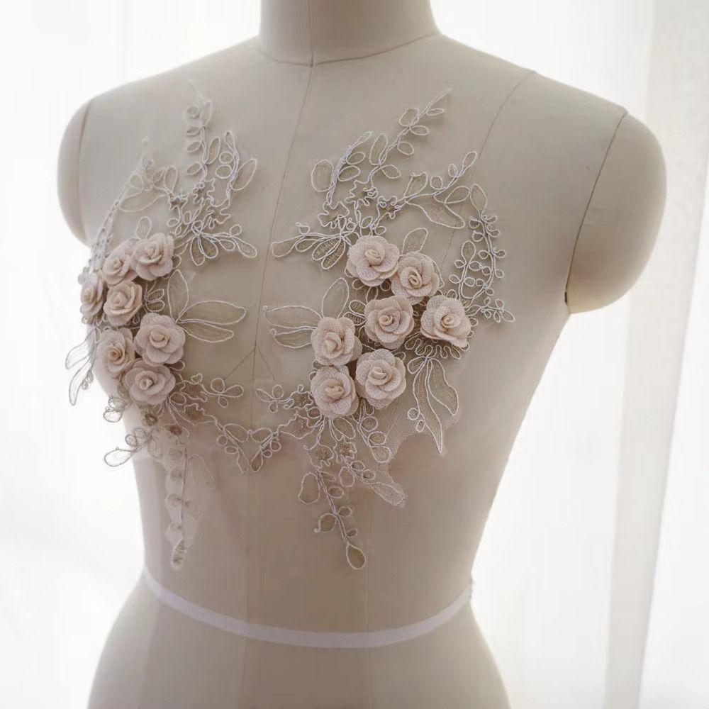 1Pcs Durable 3D Flowers Imitation Patch DIY Lace Tulle Applique Collar Embroidery Patch Sewing Trim Decoration