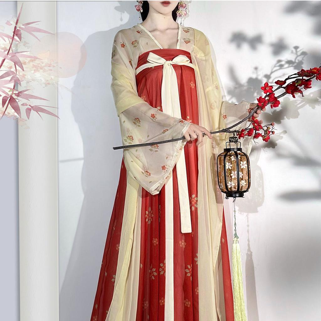 Ripristina lo stile cinese della dinastia Tang, abito da donna Hanfu, gonna lunga fino al seno