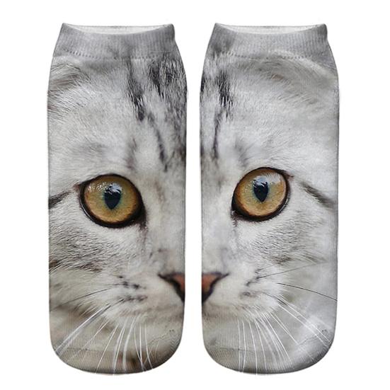 Realistic Cat Face Socks 3D Cat Print Socks Breathable Cute Kitten Socks Funny Xmas Birthday Gifts for Women Men Cat Lovers