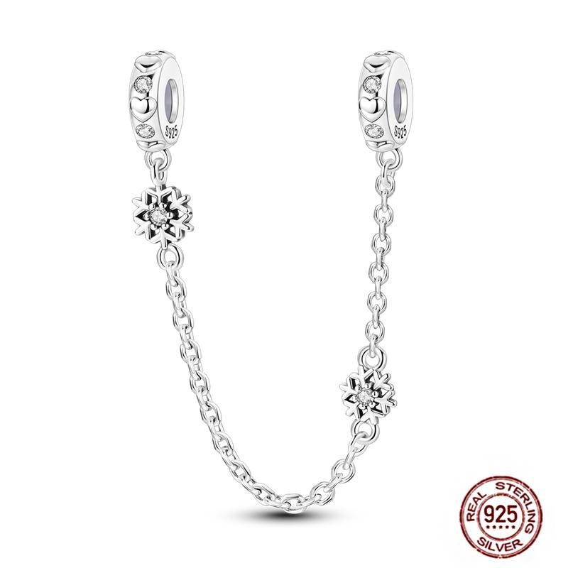 Star Moon Slide Safety Chains Charms 925 Sterling copper Heart Evil eyes Silicone Spacer Beads Fit Original Bracelet DIY Zircon