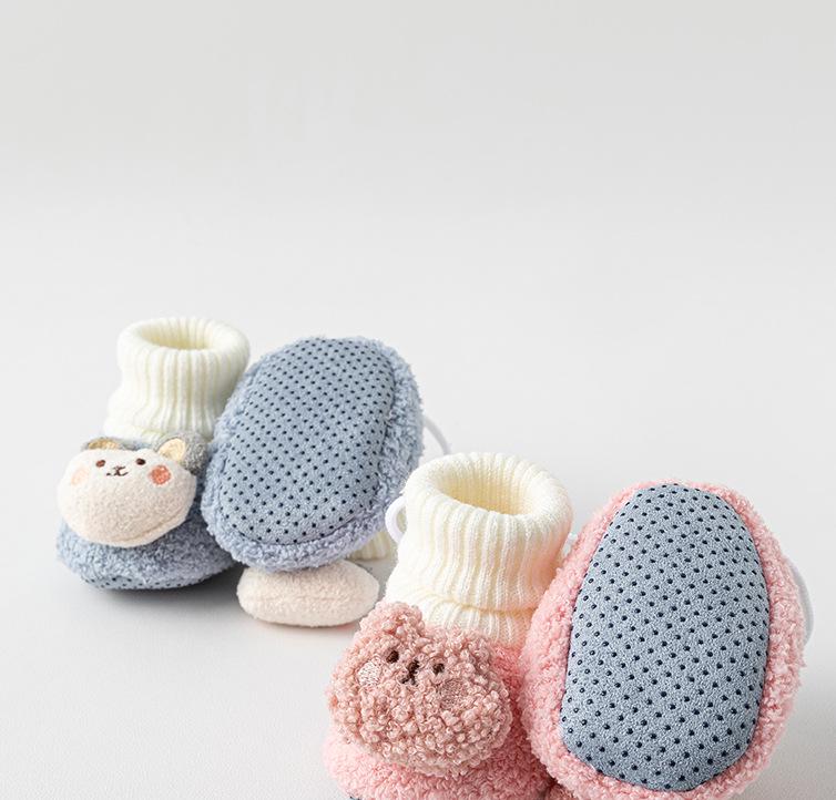 Chaussons Chauds en Polaire d'Agneau pour Bébé - Antidérapants, Épaissis pour l'Automne/Hiver