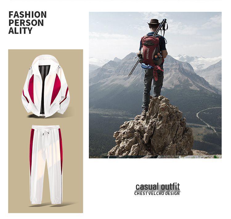 Men's Spring & Autumn Loose Fit Sports Suit: Stand-up Collar Jacket & Long Pants, Plus Size Two-Piece Set