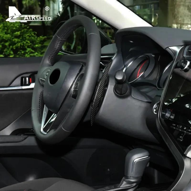Steering Wheel Paddle Shift Decoration Extension Cover Hard Dry Carbon Fiber For Toyota Camry Corolla 2018- Interior Trim