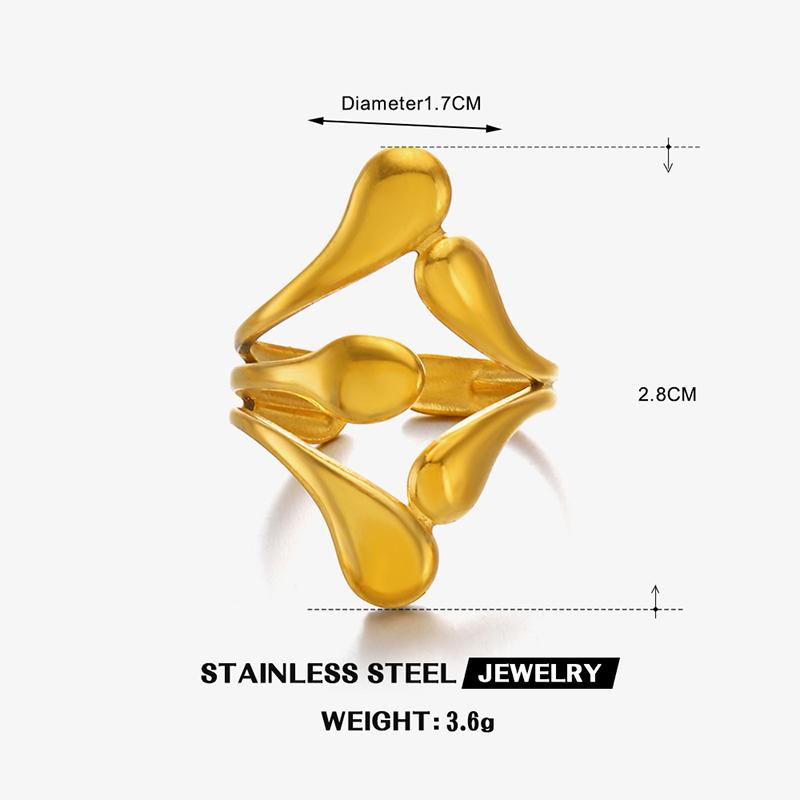 Stainless Steel Personality Irregular Multi-Layered Open Rings Exaggerated Textured Geometric Chunky Anillos Minimalist Jewelry