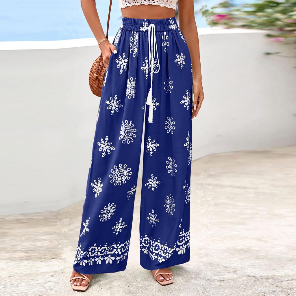 Women's Wide-Leg Casual Flowing Floral Pants