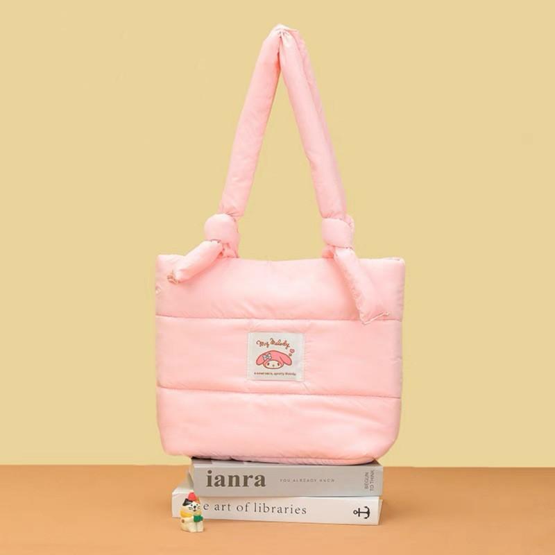 Fashion Cartoon Down Cloth Handbag Bag Four-color Shoulder Bag Cute Soft Cute Cat Tote Bag Large-capacity Bag