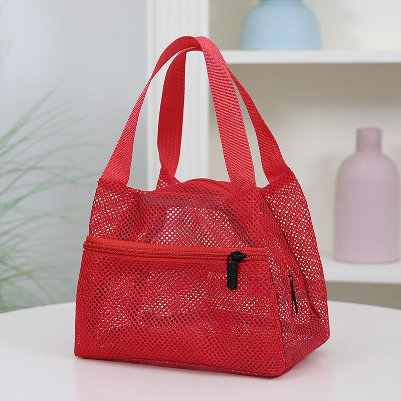 Mesh Lunch Tote Bag Breathable Lightweight Mesh Handbag with Zipper Casual Cooler Bag for Work Picnic & Beach Use