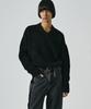 NOIRER Boucle V-Neck Oversized Sweater (Black)
