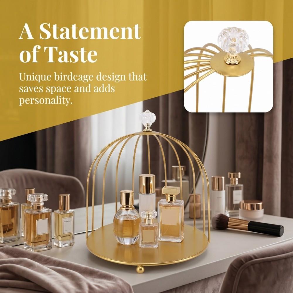 Iron Bird Cage Cosmetic Organizer Elegant Cosmetic Display Stand Cosmetics Display