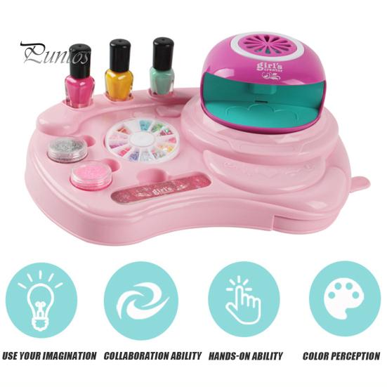 გოგონების ფრჩხილის ლაქის ნაკრები საბავშვო სათამაშო 3-ში 1 ფრჩხილის საშრობი კალამი პოლონური ბრჭყვიალა შარმ ნაკრები უსაფრთხო ბუნებრივი საშრობი შესანახი მაგიდა 10-12 მანიკური ფრჩხილების ნაკრები