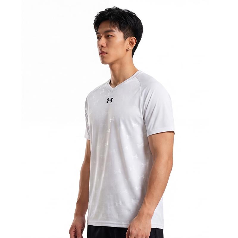 Under Armour Logo Lässig Atmungsaktiv Fußball Training Match Gestricktes T-Shirt Unisex Oberteile Weiß 21500531-100